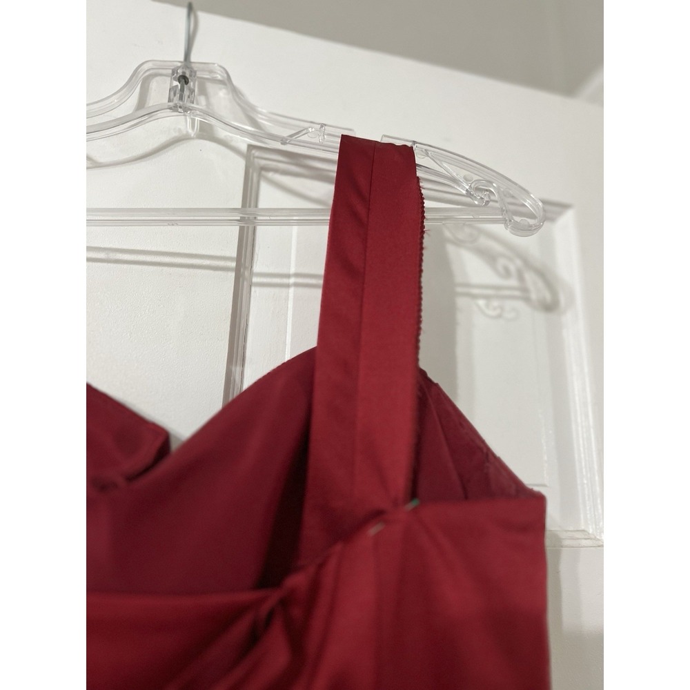 Damas Womens Bride Size L Red Floor Length Formal Gown Prom Elegant Tie Back - Picture 9 of 16